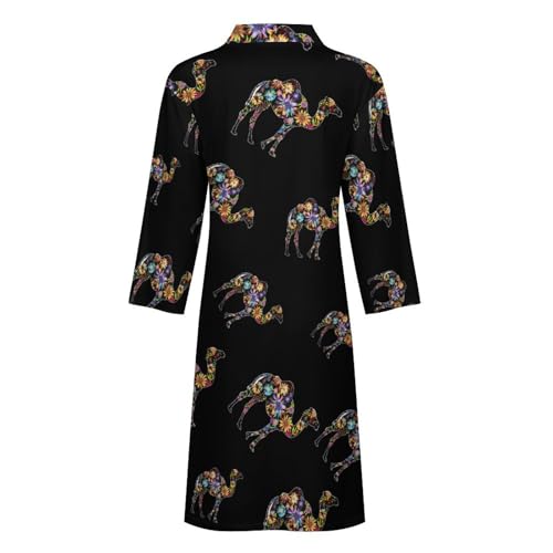 Colorful Flowered Camel Men's Robes Long Sleeve V Neck Bath Robe Printed Bathrobes Cozy Soft Sleepwear4