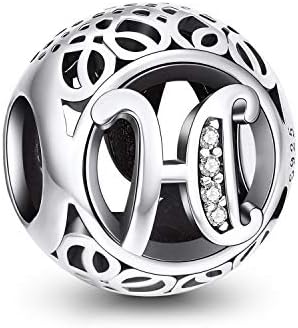 NINGAN Letter Alphabet Charm 925 Sterling Silver Charms Fits European Bracelets Compatible