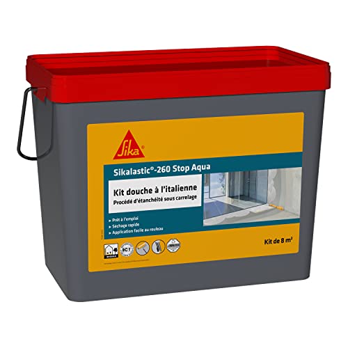 SIKA - Kit douche à l'italienne, kit d'étanchéité sous carrelage prêt à l'emploi pour 8m², idéal pour salle de bain, douche à l'italienne, séchage rapide,...