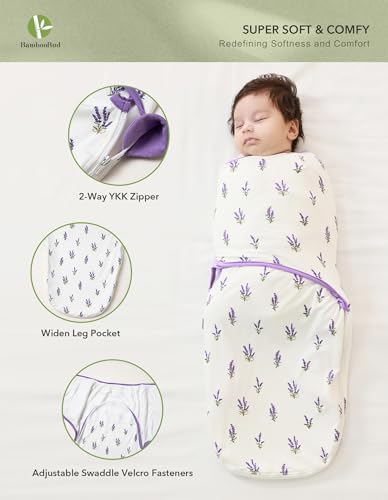 Image of Organic Baby Swaddle Sleep Sacks Newborn Swaddles Blanket Boys Girls Essentials Wearable Wrap, Lavender, 3-6Months