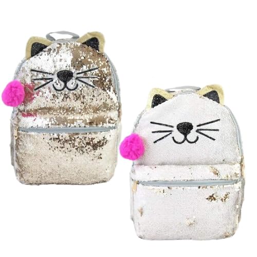 MOCHILA PAETÊ GATO BRANCO/DOURADO CLIO GIRLS CG2033