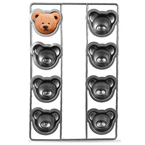 8 Cavidad Bear Bakeware Madeleine Partita para Hornear Carbon De Acero Cartoon Forma De Animales Herramientas De Decoración De Moho para Hornear