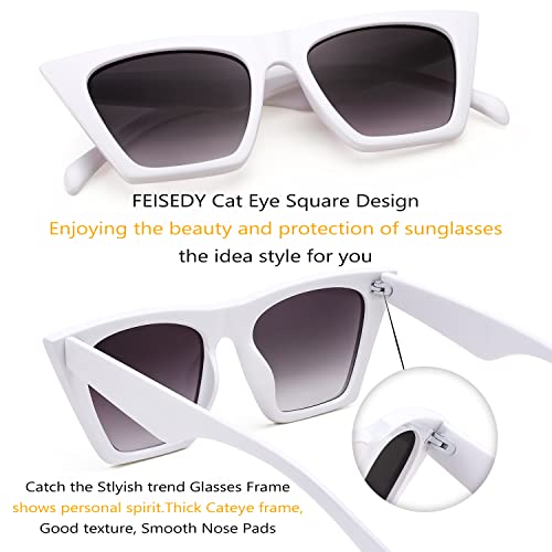 Image of FEISEDY 2 PACK Vintage Square Cat Eye Sunglasses Women Trendy Cateye Sunglasses B2473-F2