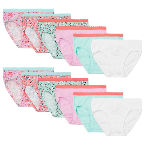 Fruit of the Loom Toddler Girls Tag-Free Cotton Underwear Hipster-12 Pack-Assorted Colors 4-5T