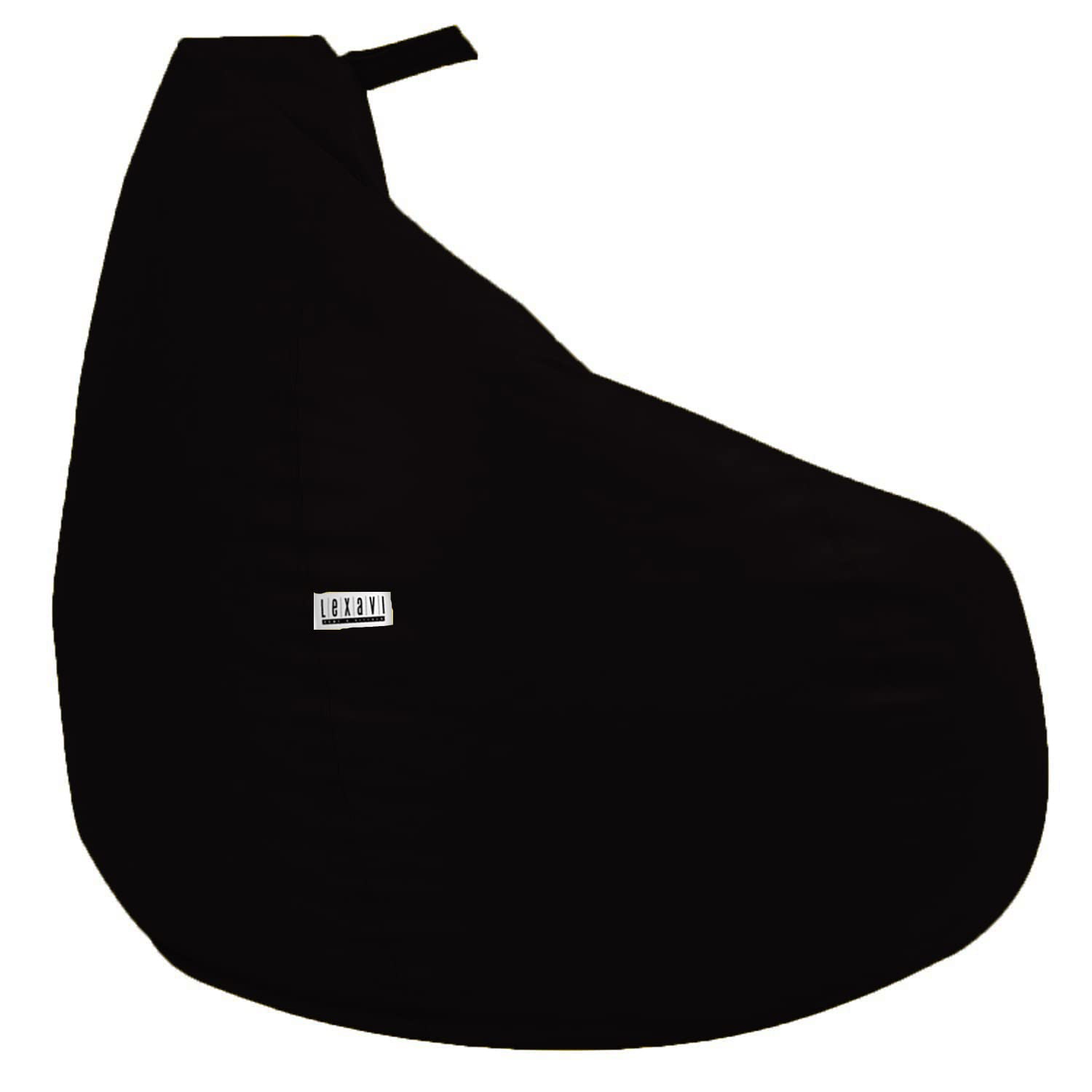LEXAVI Brand - 4XL Jumbo Size | Ready to Use | Beanbag & Footrest Filled with Beans - (Black, Faux Leather) 4