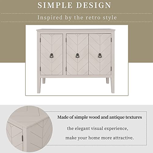 Bedgjh Accent Storage Cabinet Wooden Cabinet W/Adjustable Shelf,Modern Console Table Storage Cabinet Sideboard For Entryway, Living Room, Dining, Bedroom (Cream White) #TOP3