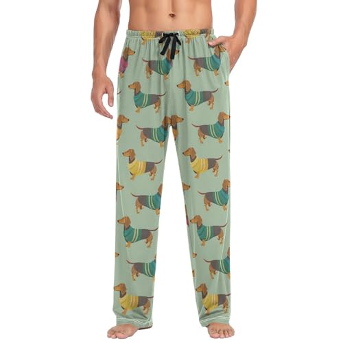 Men’s Cute Dachshunds Pajama Pants with Pockets, Comfortable Lounge Sleep Bottoms#5233