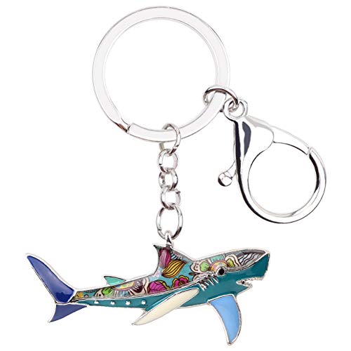 WEVENI Enamel Alloy Shark Key Chain Ring Handbag Bag Charm Keychain Fashion Ocean Fish Jewelry for Women Bag Charm Gifts (Blue)