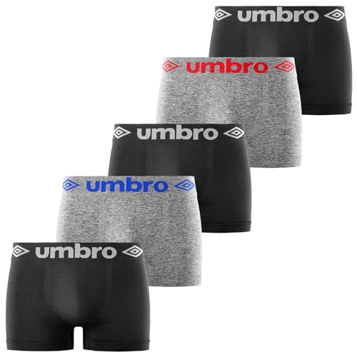Umbro Homme Umbw/1bsx5 Boxeur Ajusté, Noir/Gris, S-M EU