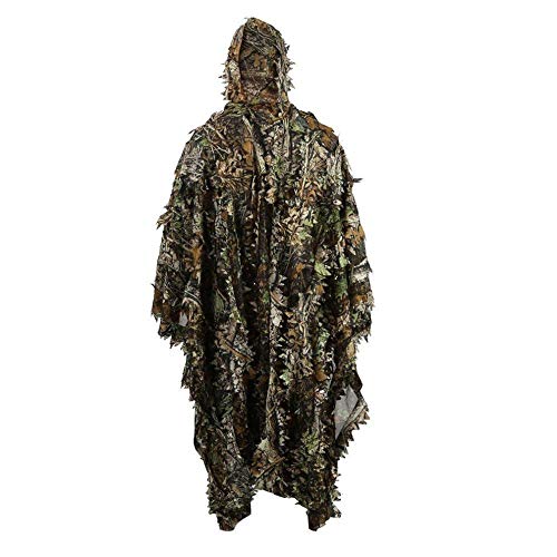 HYFAN Ghillie Suit Poncho 3D Feuilles Camouflage Cape Cape pour Les Militaires, CS, Chasse à la Jungle, Paintball, Airsoft, Photographie de la Faune (Taille Gratuite)