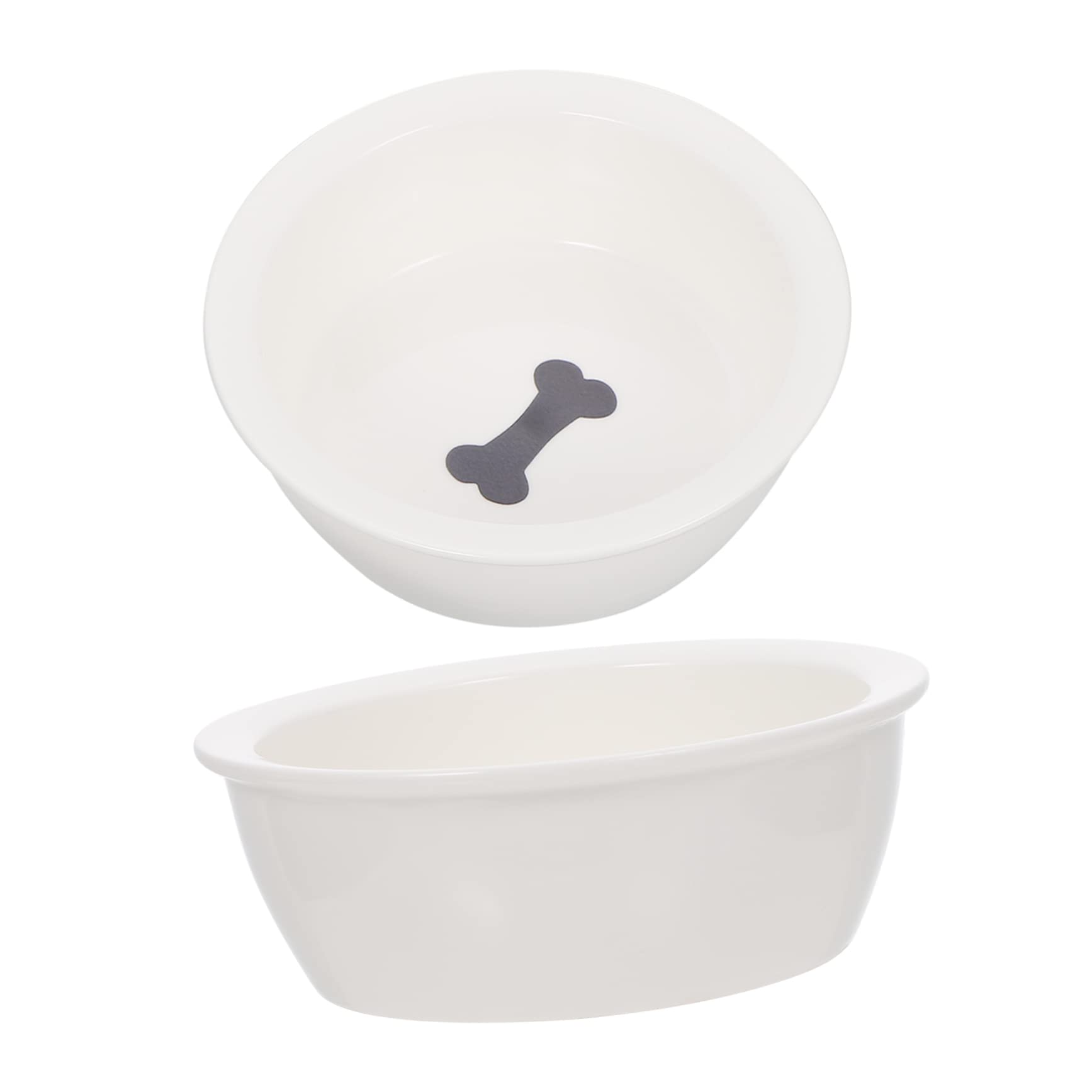 SUPVOX Doggy Bowls Set 2 Pack Puppy Food Bowl Ceramic Cat Feeder Pet Supply Easy- Cat and