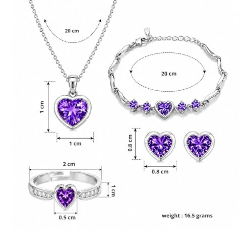 Image of Nilu's Collection Rose Gold And Silver Plated Heart Shape Jewellery Set For Women