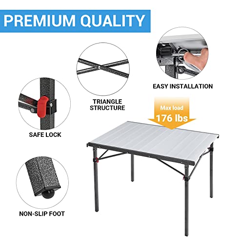 Kingcamp Camping Table Folding Table Aluminum Foldable Table Roll Up Portable Camp Table For Travel, Garden, Picnic, Rv, Party, Barbecue, Outdoor And Indoor, 4-5 Person #TOP5