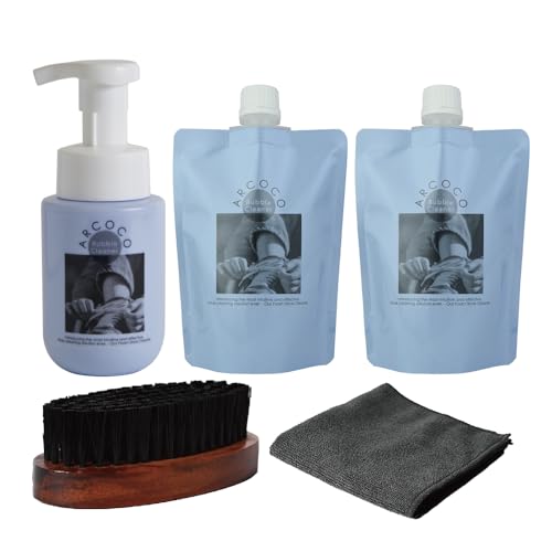 [PIBU] ARCOCO アルココ シューズクリーナー 1本 ＋ 詰め替え2本 ＋ ブラシ ＋ クロス セット [ 靴用洗剤 靴洗剤 靴消臭 シューズ洗剤 除菌 ]のサムネイル