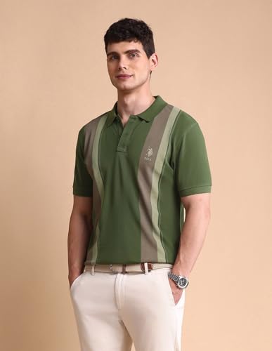 Image of U.S. Polo ASSN. Solid Slim Fit Polo T Shirts for Men - 100% Cotton, Half Sleeves Mens Tshirt