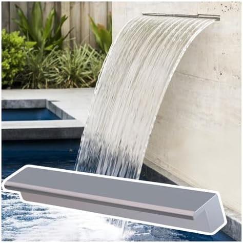 Stainless Steel Outdoor Waterfall Spillway Box, 48in Flush-Mounted Fountain for Patio & Deck, Durable Overflow Design, Elegant Silver Finish
