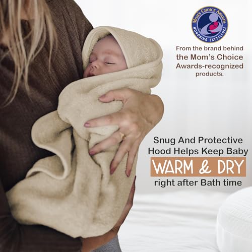 Image of Oeko TEX 100% Organic Cotton Woven Hooded Baby Towels Absorbent 31x31 in (Pack of 2)