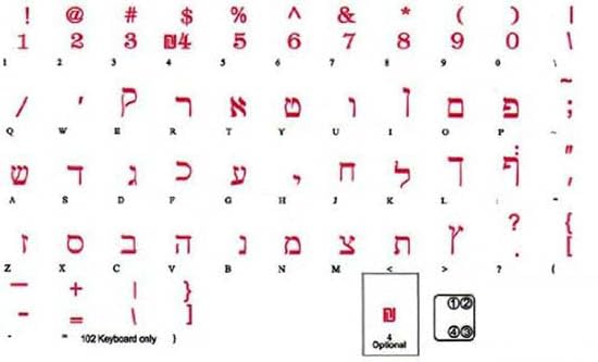 Letras transparentes hebreas para teclado de laptop rojo miniatura 3