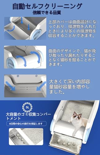 Muadress 猫 トイレ 全自動猫トイレ 自動トイレ 大型 5L 大容量 自動清掃 (遠隔操作) の商品画像 5