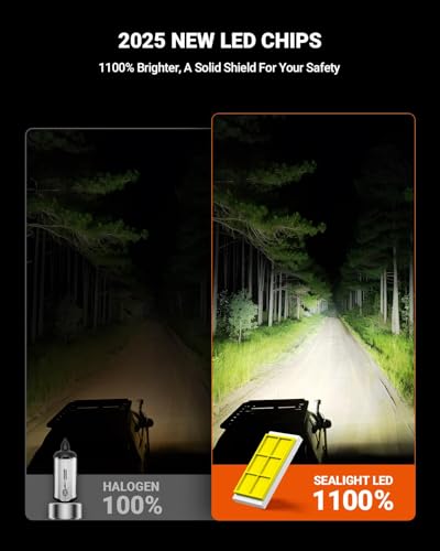 Image of SEALIGHT 9005 H11 Bulbs, 180,000LM 1400% Brightness, HB3 H8 /H16 /H9 6500K Cool White LED Bulbs, IP68 Waterproof 70000Hrs Lifespan, 5X Heat Dissipation driving LED Bulbs, Plug and Play, 4 Pack