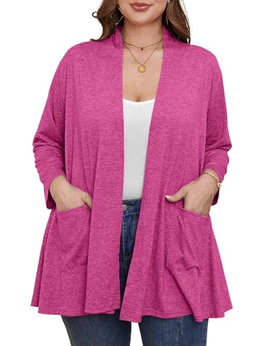 Image of BELAROI Plus Size Lightweight Cardigan Sweaters for Women Casual Open Front 3 /4 Sleeve Cover Up