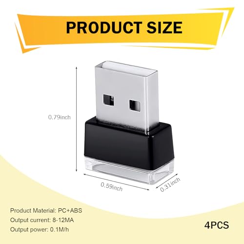 Lámpara LED interior ambiente USB para auto, 4 piezas miniatura 3