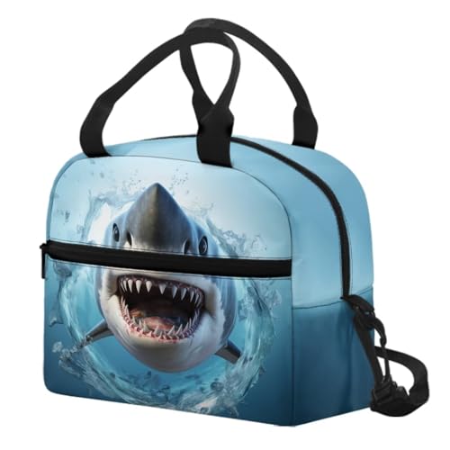 HELLHERO Shark Lunch Bag for Kids Teen Girls Boys Insulated Lunch Box Tote Handbag Adults Lunchbag Handy Lunchbox Thermal Meal Prep Organzier School Office Camping Beach