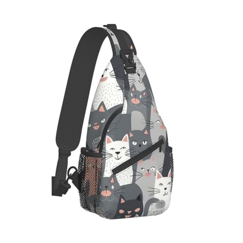 Bolso cruzado para hombro con diseño de gatos grises miniatura 2