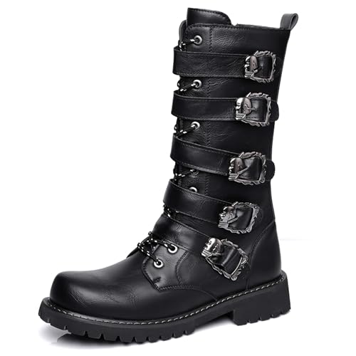 Men's Motorcycle Boots Black Tall Boots Waterproof Leather Motorcycle Riding Boots Men's Black Motorcycle Boots