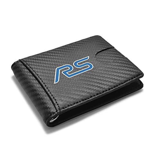 Ford Focus RS Black Slim Real Leather Carbon Fiber Patterns RFID Blocking Bi-fold Wallet2