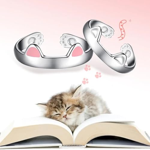 Bague chat ajustable en argent pour femmes et hommes
