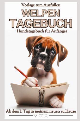Familienhund Deutscher Boxer - Mein Welpentagebuch, Hundetagebuch für Boxerwelpen: Vorlage mit Bildern zum Ausfüllen: Buch von der Geburt über die ... Buch-Erinnerungen, Notizbuch, ab 8J. Dog