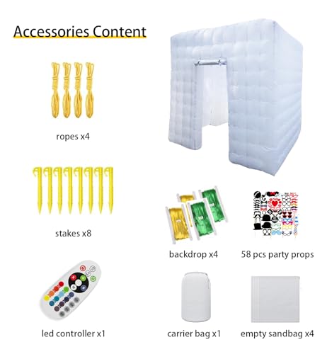 Inflatable Photo Booth -Large 8.2 x 8.2ft - Portable Booth with 2 Doors and Inner Air Blower - Free with 4 pcs Backdrops -Great for Parties Weddings Anniversary Birthdays Parties