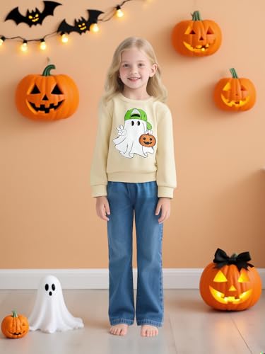 Girl Boy Pumpkin Ghost Pullover Long Sleeve Cute Spooky Tops Halloween Sweatshirt3