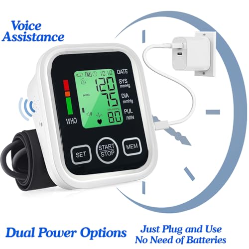 Image of Automatic Digital Blood Pressure Monitor Machine with Voice & Large Display | One-Touch BP Check, Accurate Upper Arm Cuff BP Apparatus for Home Use, Adults & Elderly (DM-BP06)