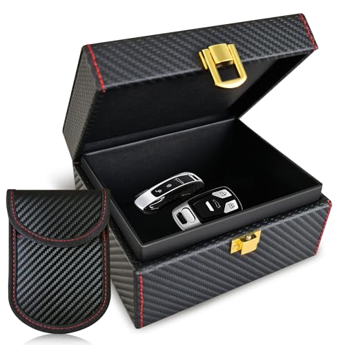 ELI73 Caja Faraday y bolsa para llaves de coche, caja de bloqueo de señal de llave de coche de entrada sin llave de doble capa, jaula de Faraday antirrobo RFID, protector seguro para llavero de coche