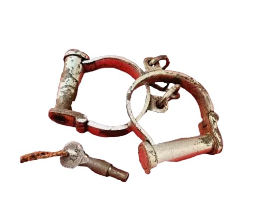 Menottes de 30,5 cm artisanales en fer nickelé dotées d'une serrure fonctionnelle