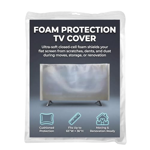 KIXILO Foam Flat Screen TV Cover Fits Up to 65W x 36H Flat Screen TV Protection During House Moving Storing or Home Renovation (1 PACK)