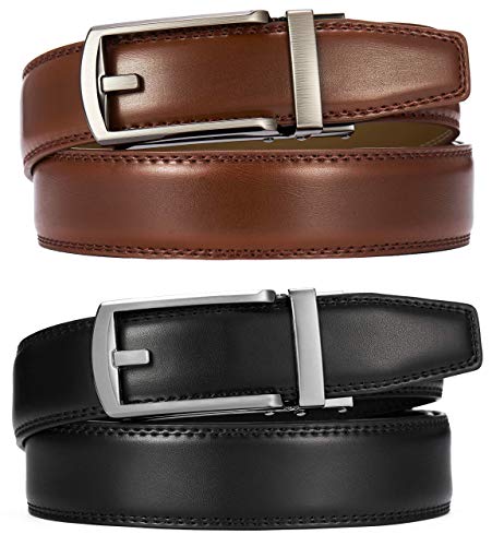 Image of CHAOREN Click Belt for Men 2 Pack - Mens Dress Belt 1 1 /4 inch in Packing Box - Design Belt Meet Almost Any Outfit and Occasion
