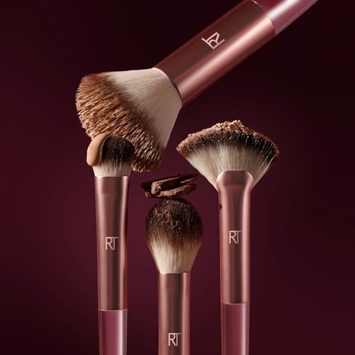 Real Techniques Cherry On Top A Brighter Hue Base Set, Face Makeup Brushes & Travel Covers, For Foundation, Concealer, Powder, & Blush, Synthetic Bristles, Vegan & Cruelty-Free, 6 Piece Set - Image 7