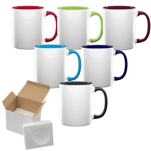 TWISTED ENVY Set of 6 15 oz Mixed Colors Professional Grade Sublimation Mug- Sublimation Series - With Shipping boxes