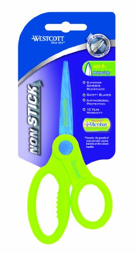 Westcott Non Stick Kids Scissors With Anti-microbial Protection, Assorted, 5-Inch Pointed (14901)