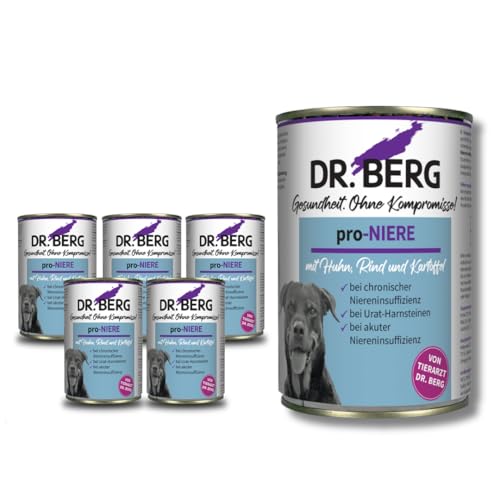Dr. Berg pro-NIERE – Nassfutter für Hunde mit Niereninsuffizienz | Diätfutter zur Unterstützung der Nierenfunktion | 6 x 400 g