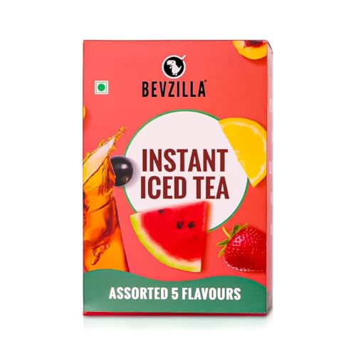 Image of Bevzilla Instant Iced Tea Sachets Assorted 5 Flavours (30g Each)|Perfect for Summers Refreshment + 24 Instant Coffee Powder Sachets (4 Assorted Flavours) - Ideal for Espresso, Latte & Cappuccino