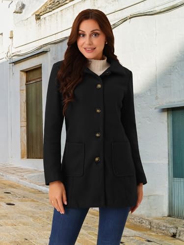 Seta T Women's Winter Overcoat Mid-Long Notch Lapel Single-Breasted Peacoat Casual Coat with Pockets3