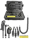 Right Angle Drill Attachment, Flexible Drill Bit Extension, 17PC Magnetic Drill Bit Set 90/105° Angled Rotatable Socket Adapters, Ratchet Wrenches for Tight Narrow Spaces Home Garage Technicians