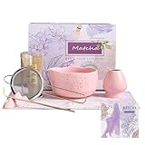 Matcha-Schneebesen-Set, 7-teilig, Matcha-Teeset für die Zubereitung von Latte, japanisches Matcha-Set mit traditionellem Chasen für authentische Teezeremonie (Rosa, 7PCS)