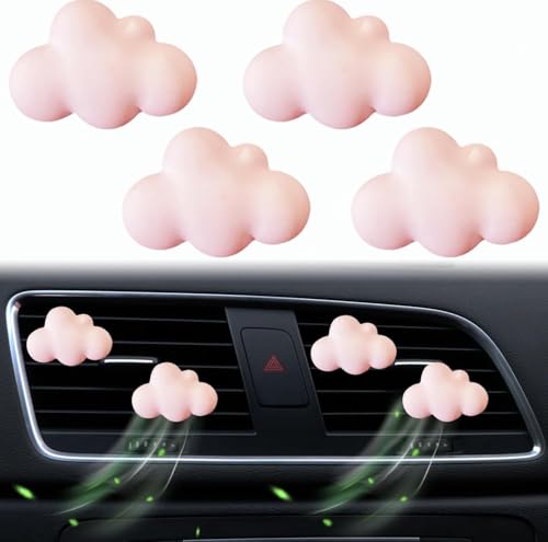 Image of Pink Cloud Car Air Freshener - 4 Pcs Cute Cloud Car Diffuser Vent Clips for Women