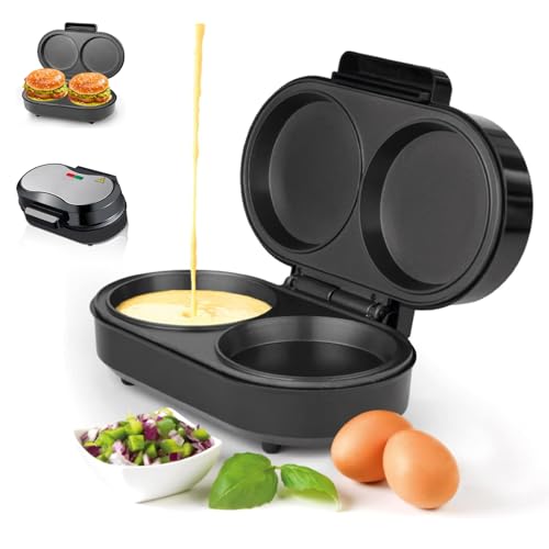 Máquina Para Doble Tarta, Máquina De Tartas De Relleno Profundo Doble De 850w Con Placas Antiadherentes, Prensa De Tartas Eléctrica Compacta Para Panqueques, Arepas, Huevos Y Sándwiches De Desayuno