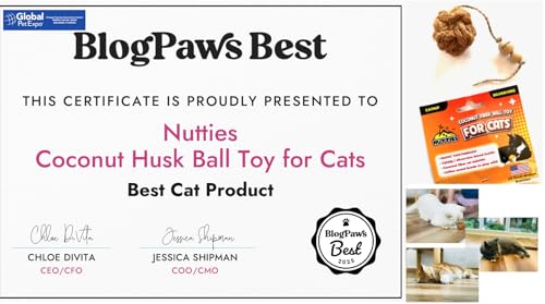 Nutties for Cats - Natural Coconut Fiber Ball Toy and Magic Toothbrush (with Catnip and Silvervine Inside)